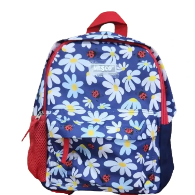 Ghiozdan de gradinita Mesco cu 2 compartimente,Floricele, Albastru, 32x26x10 cm