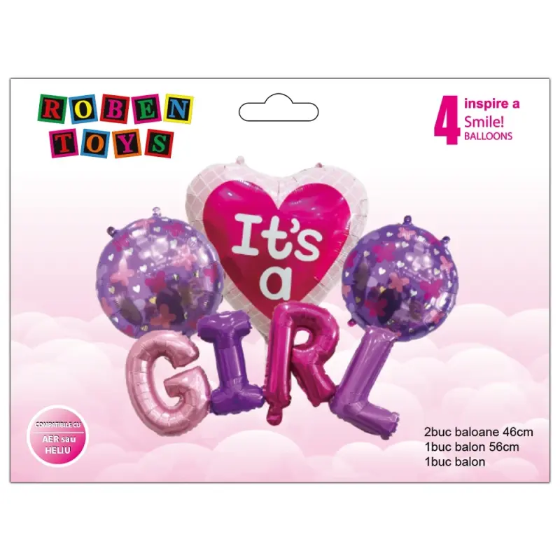Set Baloane folie aluminiu "It's a girl"