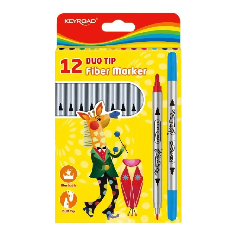 Carioca 12 culori Keyroad Duo Washable, 2 capete, varf 2/4mm, KR971414