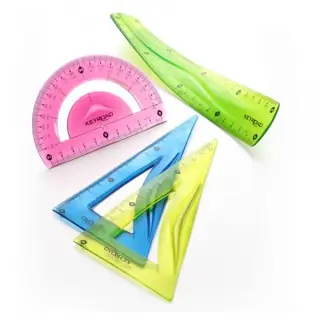 Set geometrie Keyroad, 20cm, PVC, diverse culori, flexibil, blister 3 piese