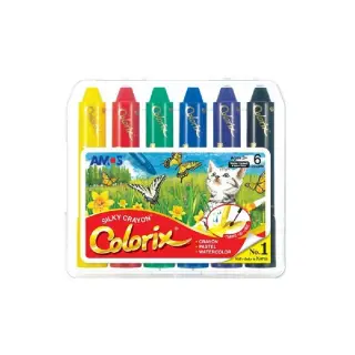 Creioane cerate AMOS, 6 culori/cutie pvc