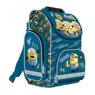 Ghiozdan St.Majewski Minions, 37 cm, rigid, albastru