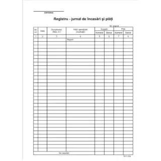 Registru jurnal de incasari si plati A4 vertical