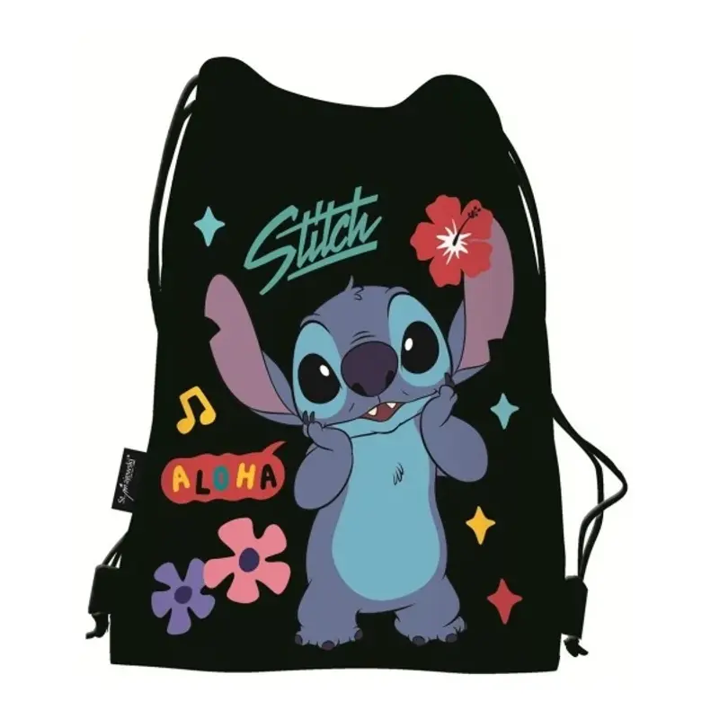 Rucsac cu snur pentru copii St.Majewski Stitch, negru