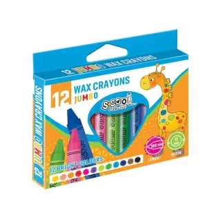 Creioane Cerate, JUMBO, 12 Culori/Set - SC017 S-COOL