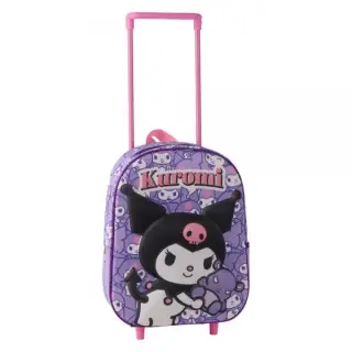Ghiozdan gradinita Cerda Kuromi 3D, 25cm, 1 compartiment, tip troller, 25x30x12cm