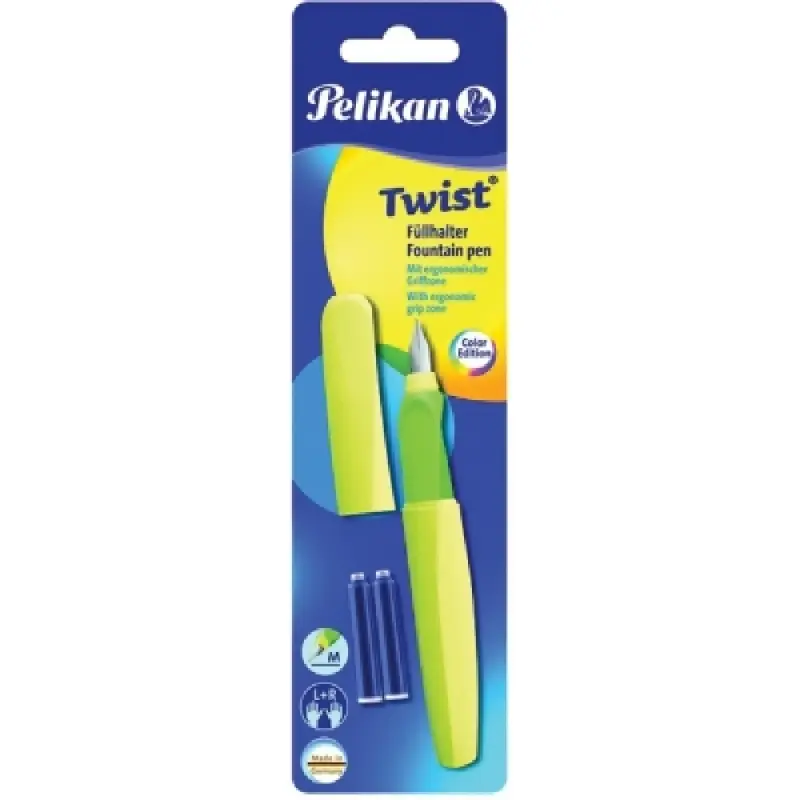Stilou Twist Galben Neon, Grip Ergonomic si 2 rezerve