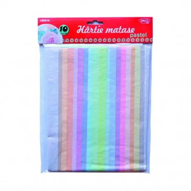 Hartie matase Pastel 10 coli, 10 culori DACO HR 916