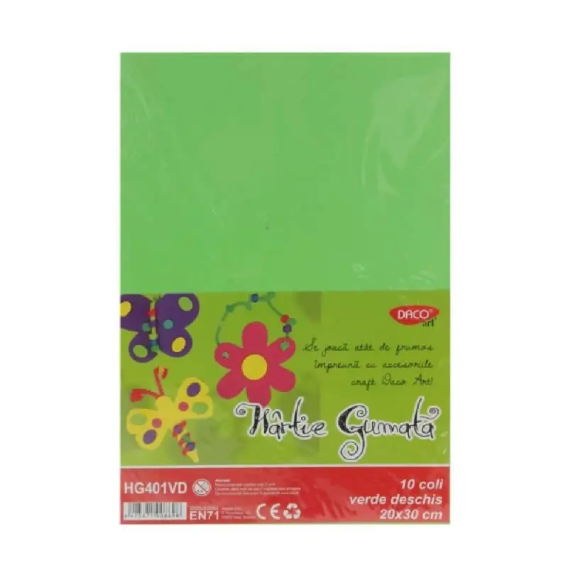 Hartie Gumata 10 coli, Daco Verde Deschis (HG401VD)