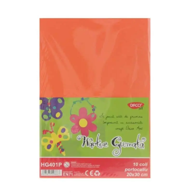 Hartie Gumata 10 coli, Daco Portocaliu (HG401P)