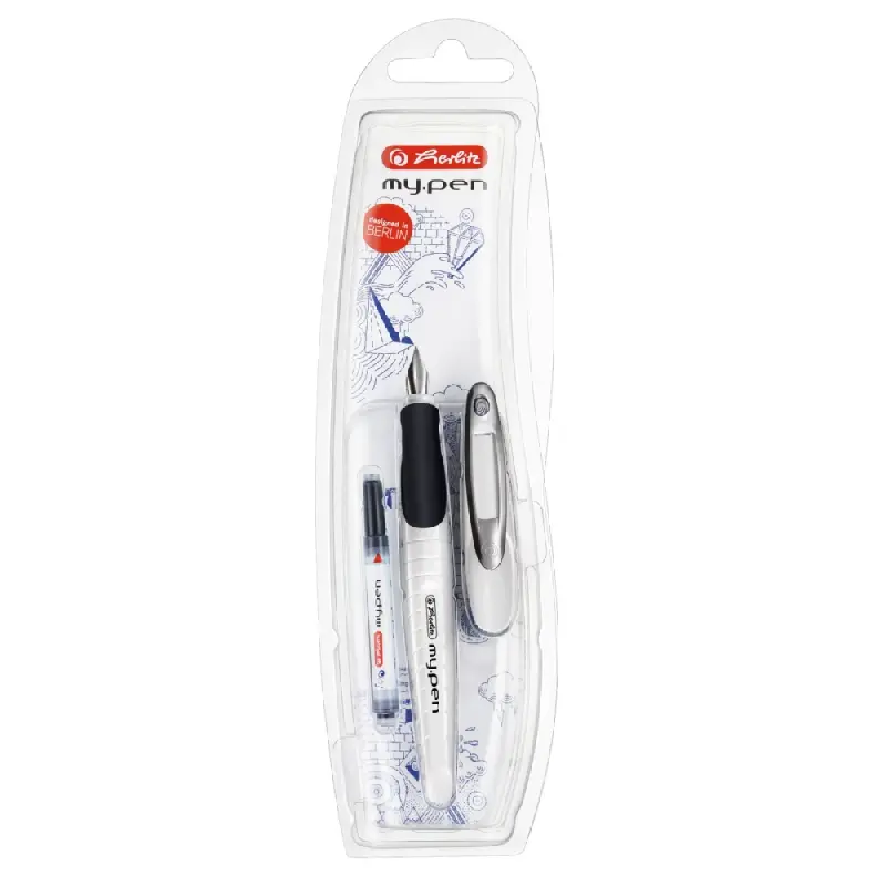 Stilou my.pen, penita M, alb/negru, blister