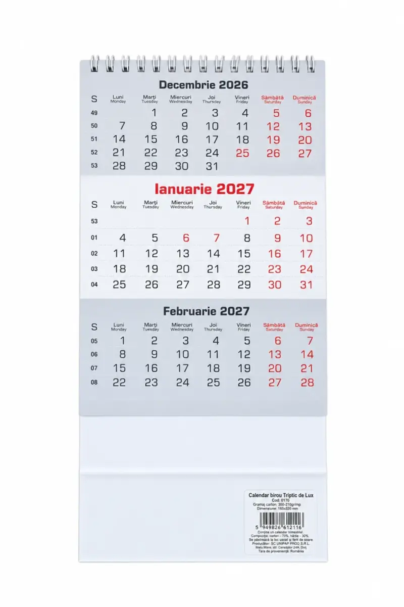 Calendar Birou Triptic de Lux - 6 coli 2027
