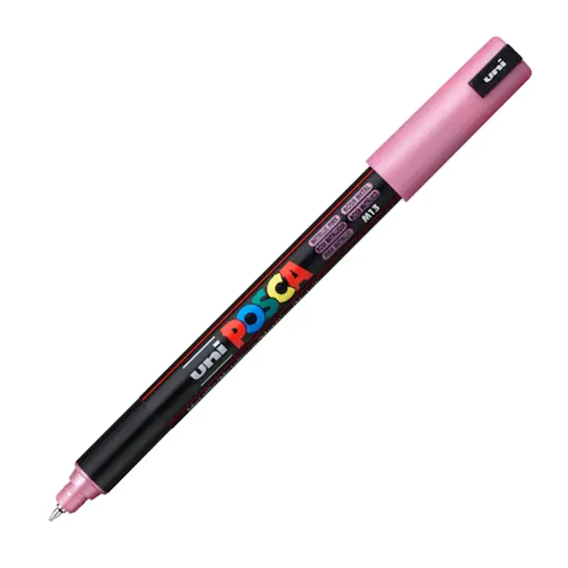 Marker UNI Posca, 0.7 mm, varf fin metalic, Roz