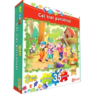 Puzzle 35 piese - Cei trei purcelusi 33x23 cm