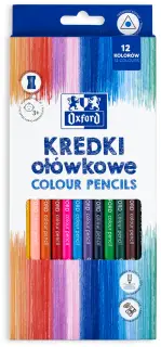 Creioane Colorate OXFORD Triunghiulare - Set 12 buc cu ascutitoare