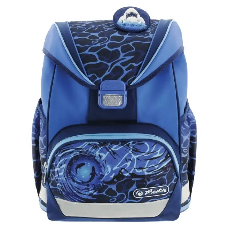 Ghiozdan scolar neechipat, Blue Shark, 36x28x21 cm