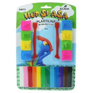 Plastilina 12 culori cu forme Ecada