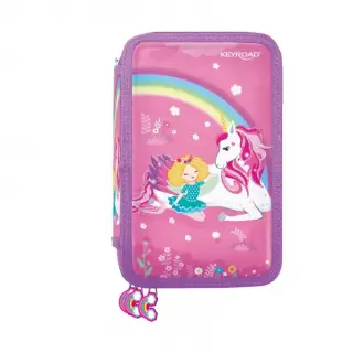 Penar echipat Keyroad, 3 fermoare, 52 piese, roz