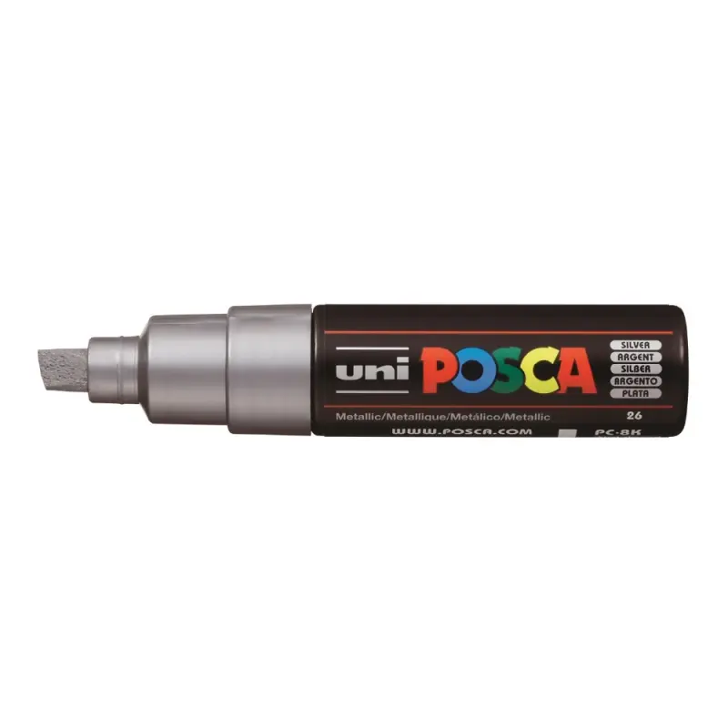 Marker UNI PC-8K Posca, 8.0 mm, varf tesit, Argintiu