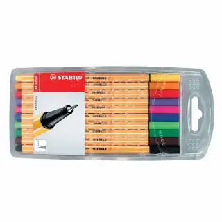 Liner Stabilo Point 88, varf fetru, 0.4 mm, 10 culori/set