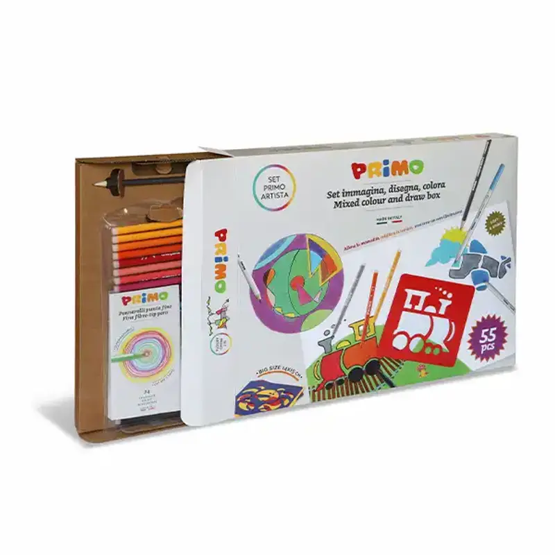 Set 24 creioane colorate, 24 carioci, 6 sabloane, 1 creion HB