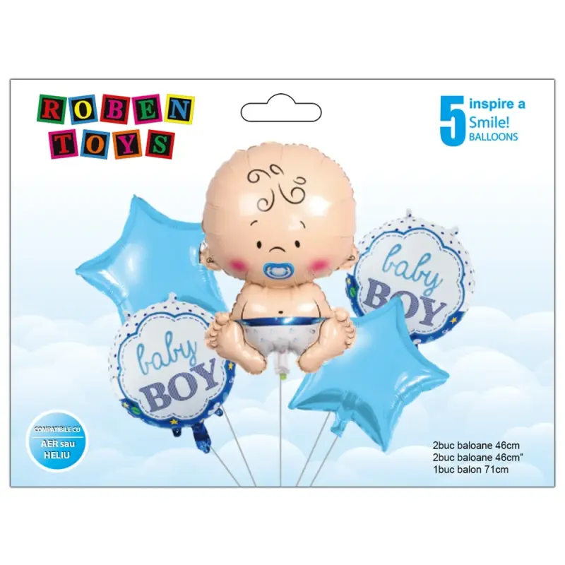 Set Baloane folie aluminiu "Baby Boy" Albastru