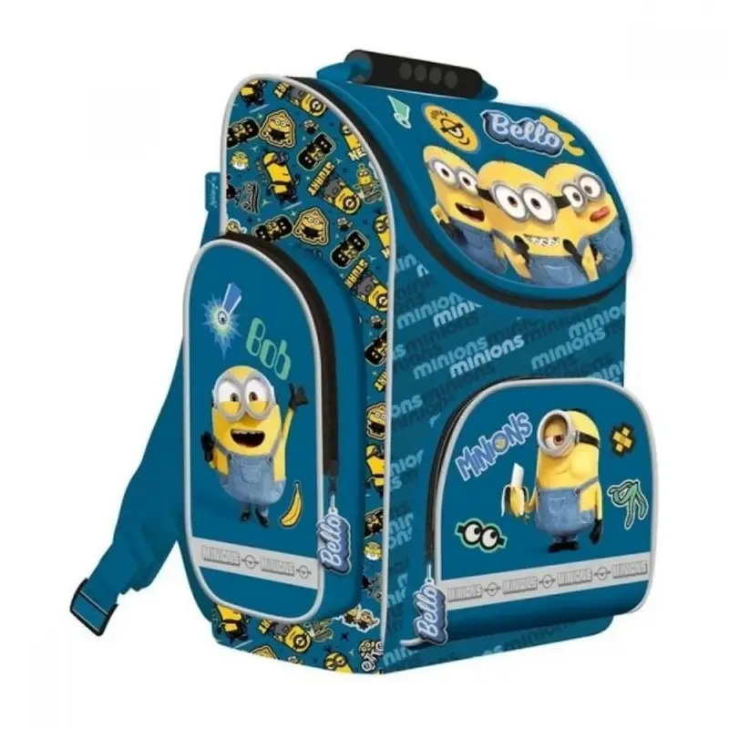 Ghiozdan St.Majewski Minions, 37 cm, rigid, albastru