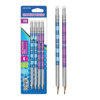 Creioane grafit HB, tabla inmultirii, 4 cul/blister