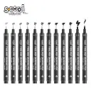 Fineliner,  dimensiuni 0.03-2 mm + varf tip pensula, 12 buc/set - S-COOL 2
