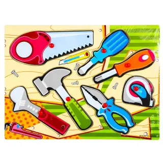 Puzzle din lemn, incastru, pioneze, Unelte
