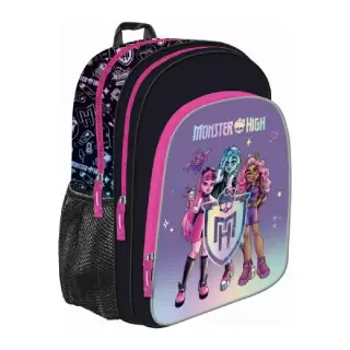 Ghiozdan St.Majewski Monster High, 38cm, 3 compartimente, negru cu mov