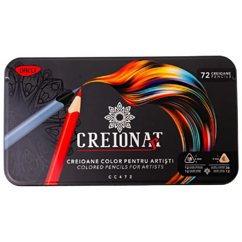 Creion color 72 culori Cutie metalică DACO CC472
