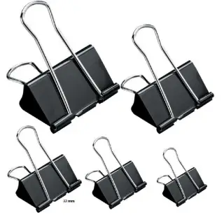 Clipsuri metalice, negre, 32mm, 12buc/set - OFFISHOP