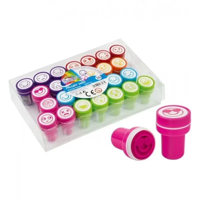 Stampile pentru copii Fiorello, emoticoane, 6 culori, set de 26 modele