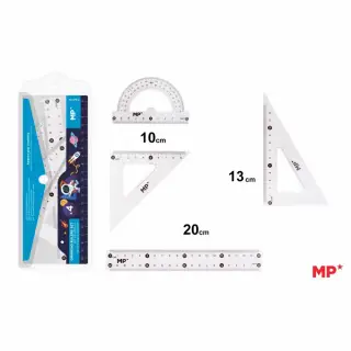 Set geometrie Main Paper, 4 piese, Albastru