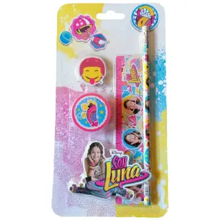 Set Scolar Soy Luna - creion, radiera, ascutitoare, rigla