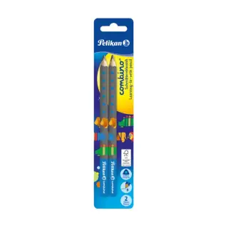Creion grafit lacuit Jumbo Pelikan, Albastru - 2 buc/set