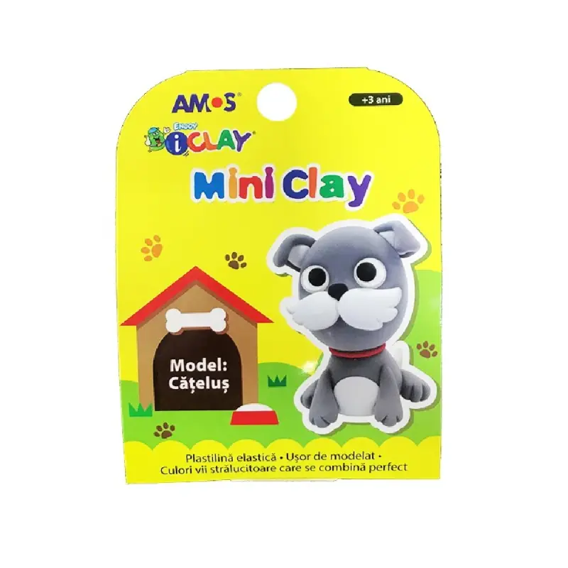 Plastilina iClay MiniClay Amos, model Catelus, 30 g, 4 culori/cutie