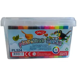 Set Plastilina 24 culori cu forme Plastiline Multe Daco