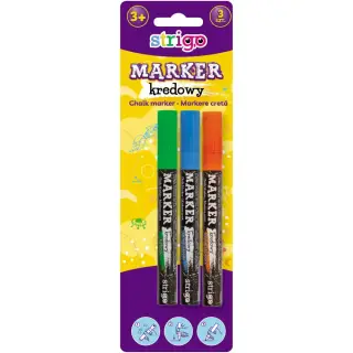 Blister Strigo Marker Creta Lichida, varf rotund, mix culori SSC211X3 BL