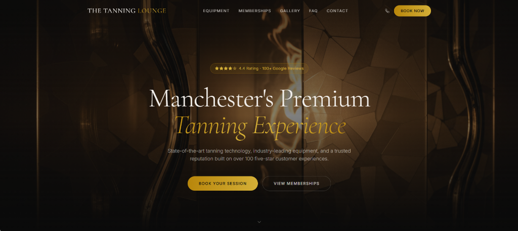Luxury tanning salon website design concept by Ocean Websites — premium layout for beauty and salon businesses