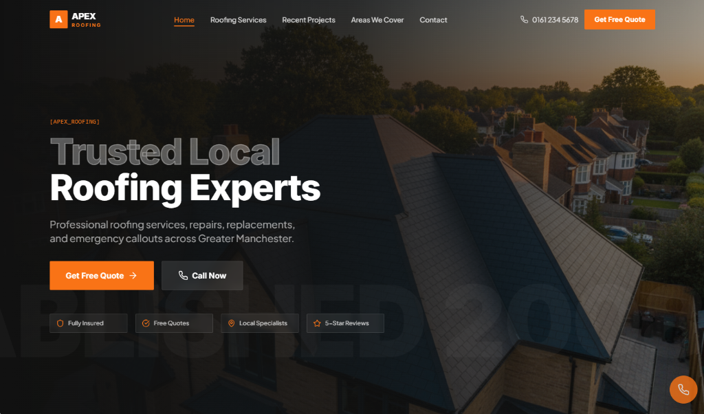 Professional construction and trades website design concept by Ocean Websites — clean layout for builders and contractors