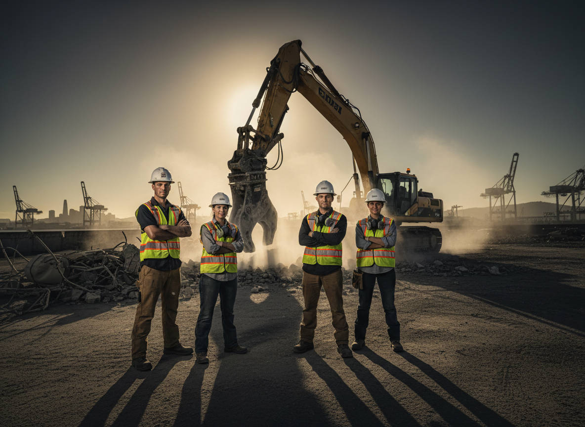 Action Hauling Demo team on job site