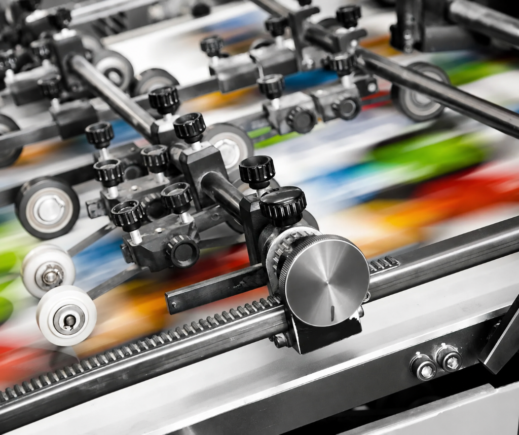 Offset printing press in operation