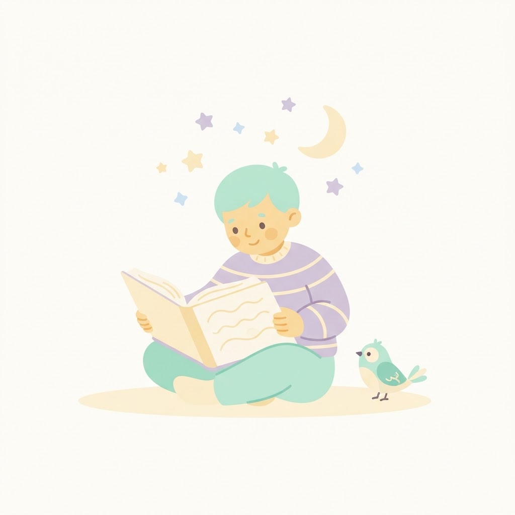 A child reading a storybook