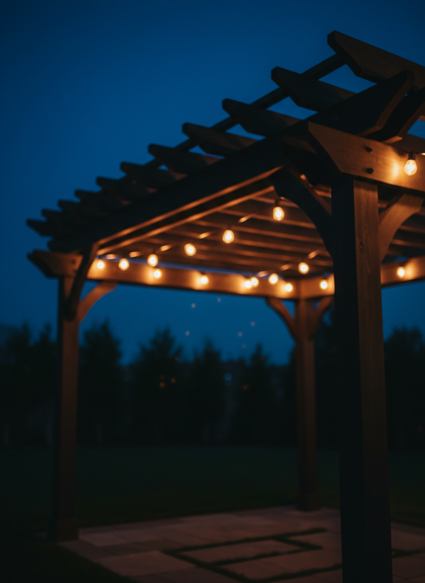 Premium pergola at dusk