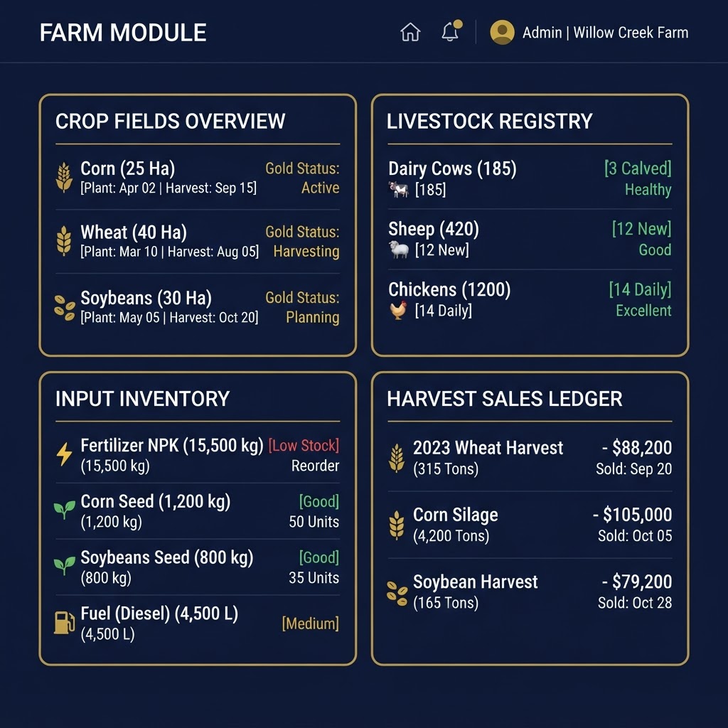Agriculture & Farms module mockup