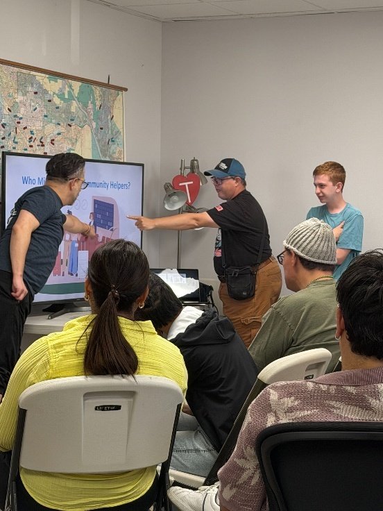Participants watching a Get Safe lesson on the classroom screen