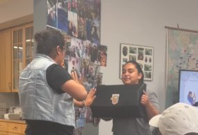 Participant giving a presentation to the group
