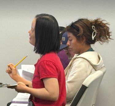 Participants taking notes during a class